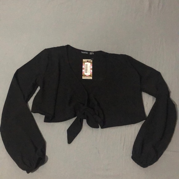 Petite tie front crop blouse - Picture 1 of 1